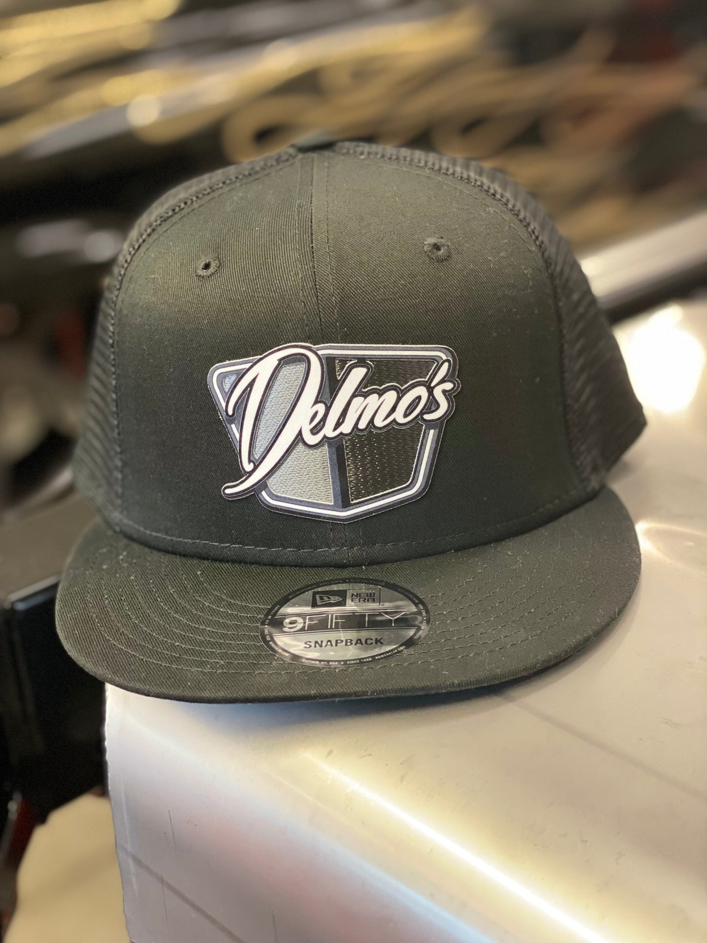 Delmo's 3D Logo Flat Bill Mesh Snapback Black