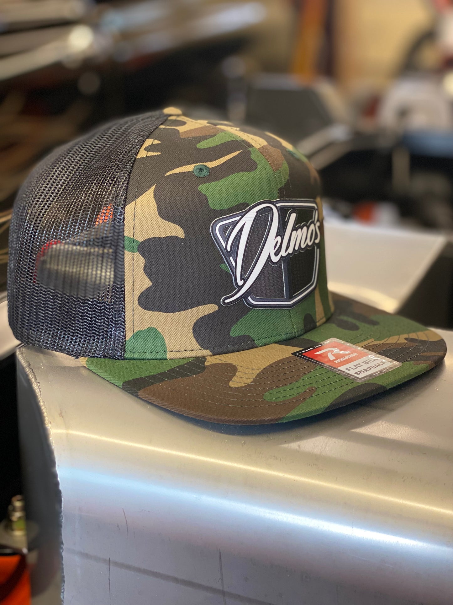 Delmo's 3D Logo Flat Bill Mesh Snapback Camo/Black