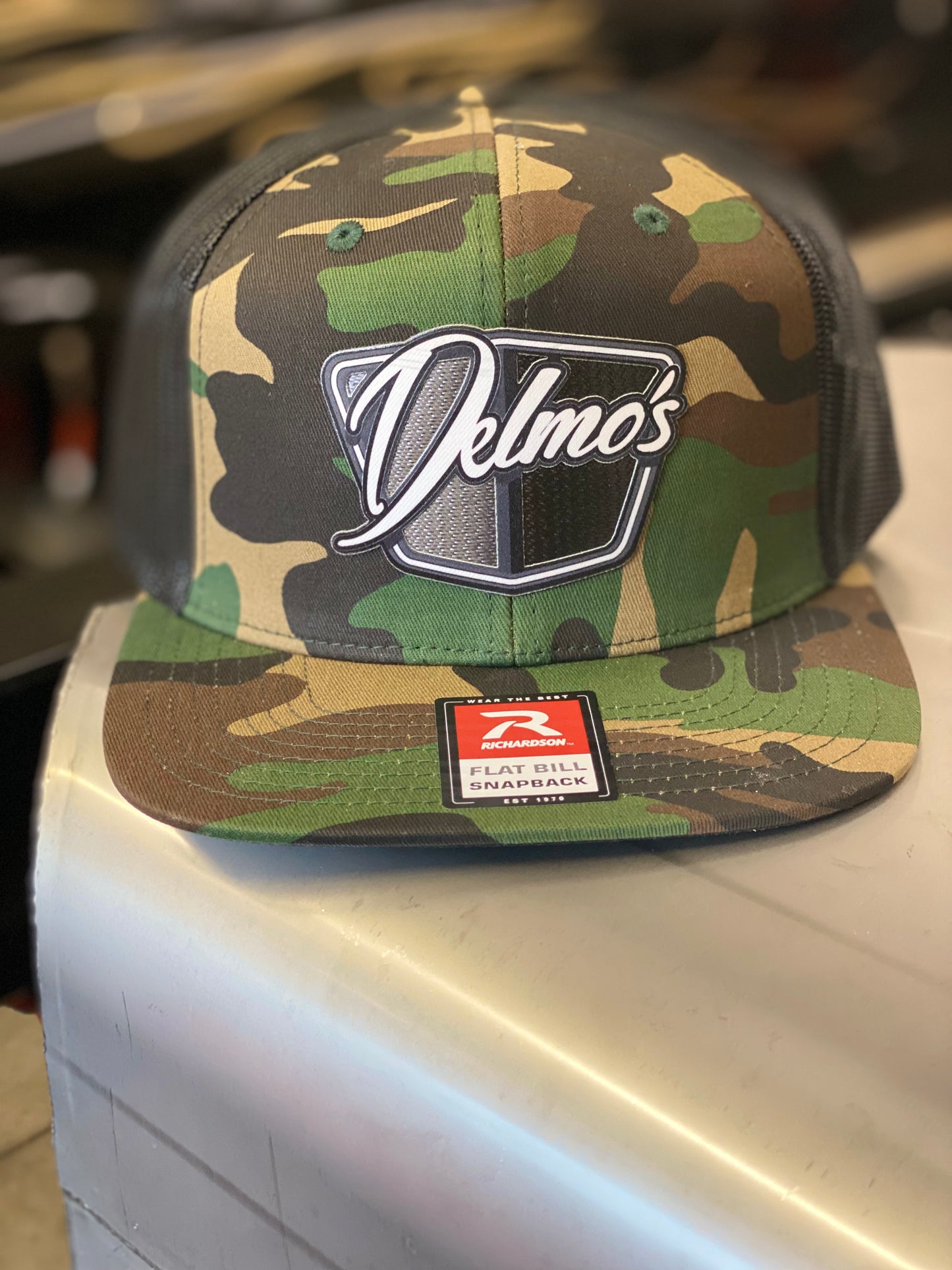 Delmo's 3D Logo Flat Bill Mesh Snapback Camo/Black