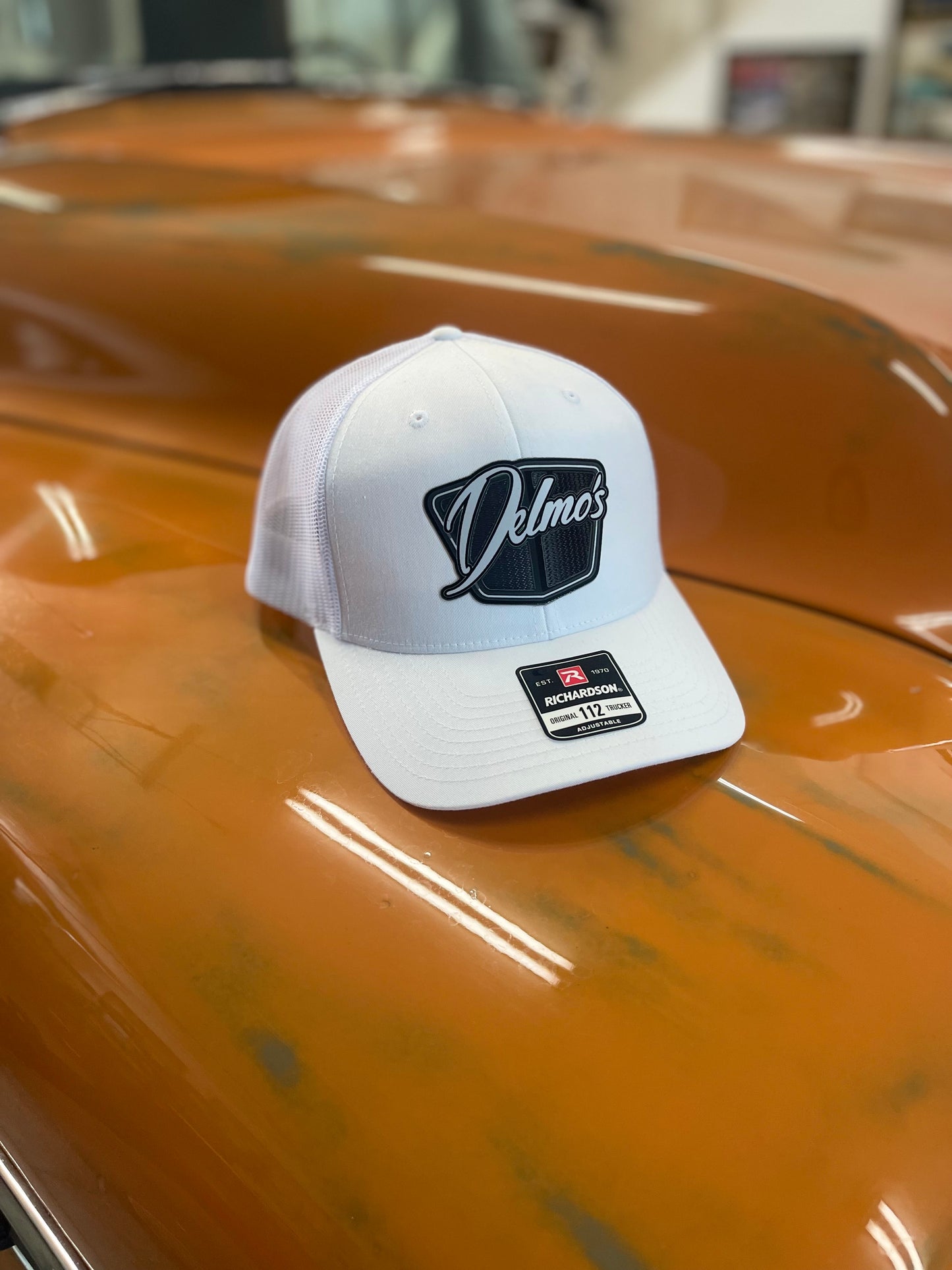 Delmo's 3D Logo Snapback Precurved White/White Mesh