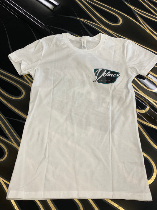Delmo's Womens White Prescott Crew Neck T-Shirt