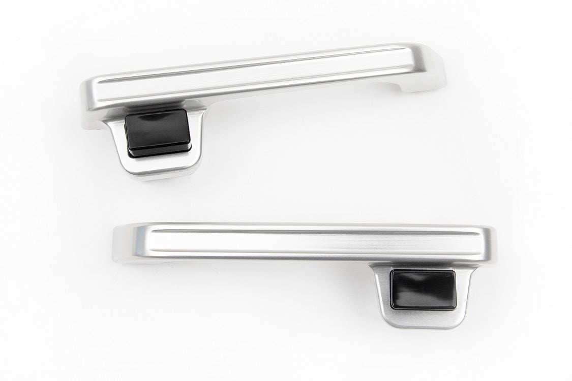 GM C-10 73-87 Aluminum Door Handles; Silver Anodized W/Black Button (pair)