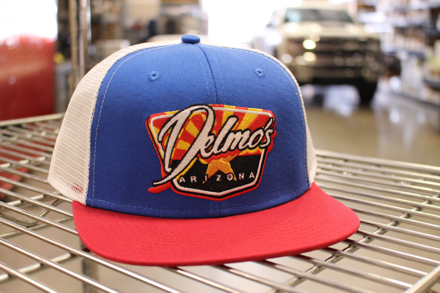 Delmo's Arizona Logo Flat Bill Mesh Snapback Red/White/Blue
