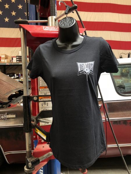 DELMO’S WOMENS BLACK HOTROD T-SHIRT