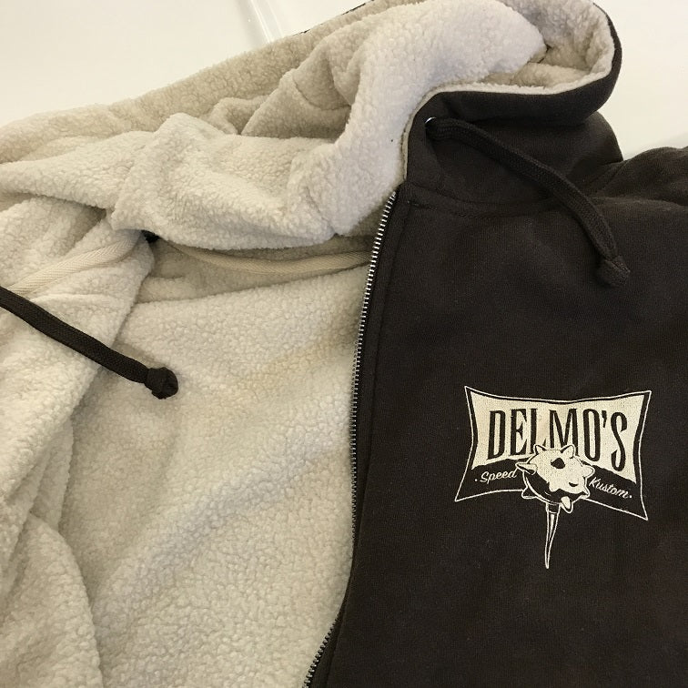 SALE!!! Delmo's Hot Rod Sherpa Zipup Hoodie Brown