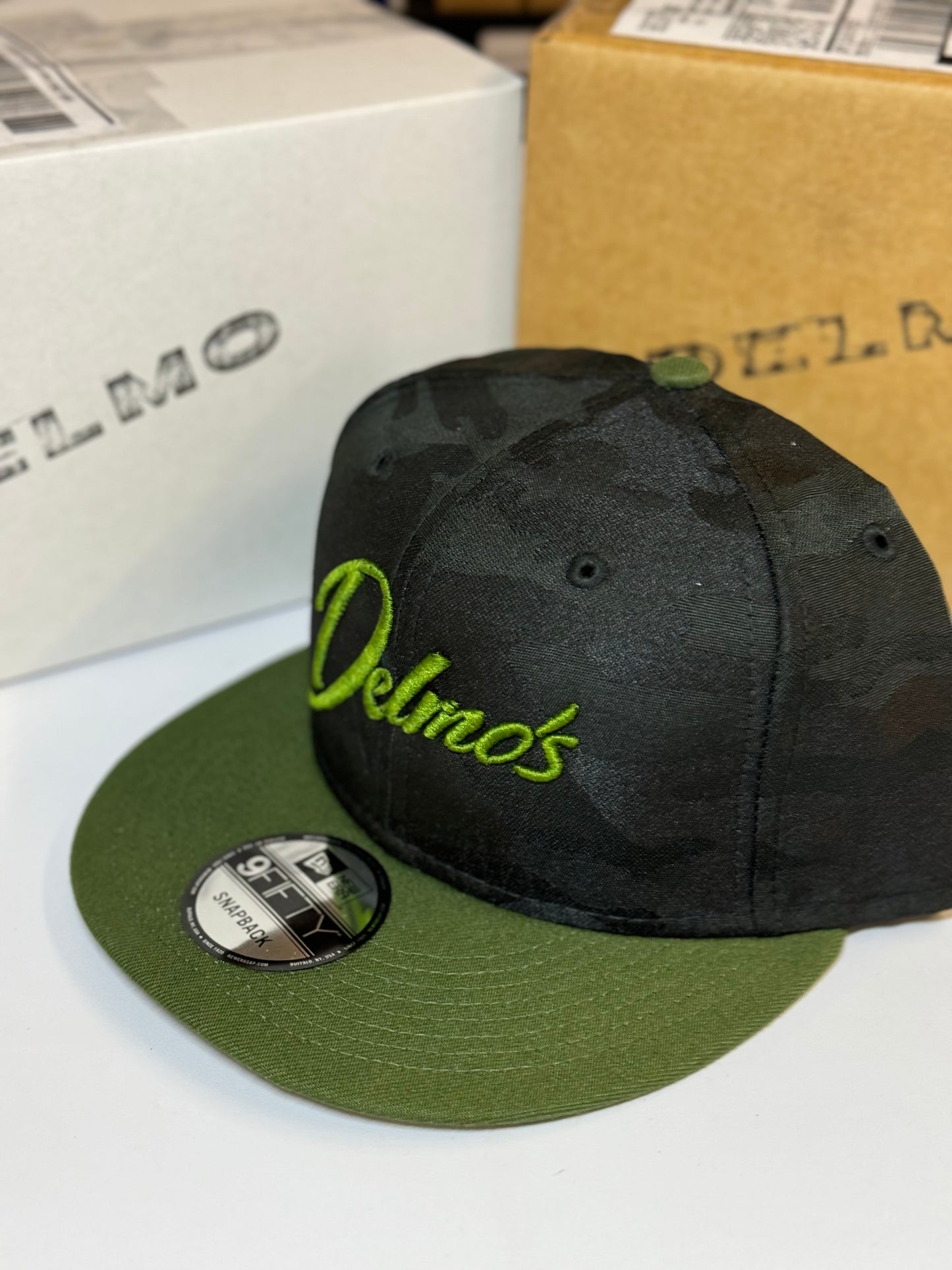 Delmo's Army Green/Black Camo Embroidered Snapback