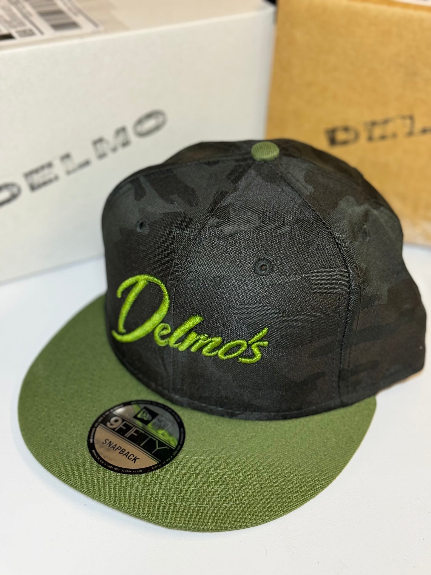 Delmo's Army Green/Black Camo Embroidered Snapback