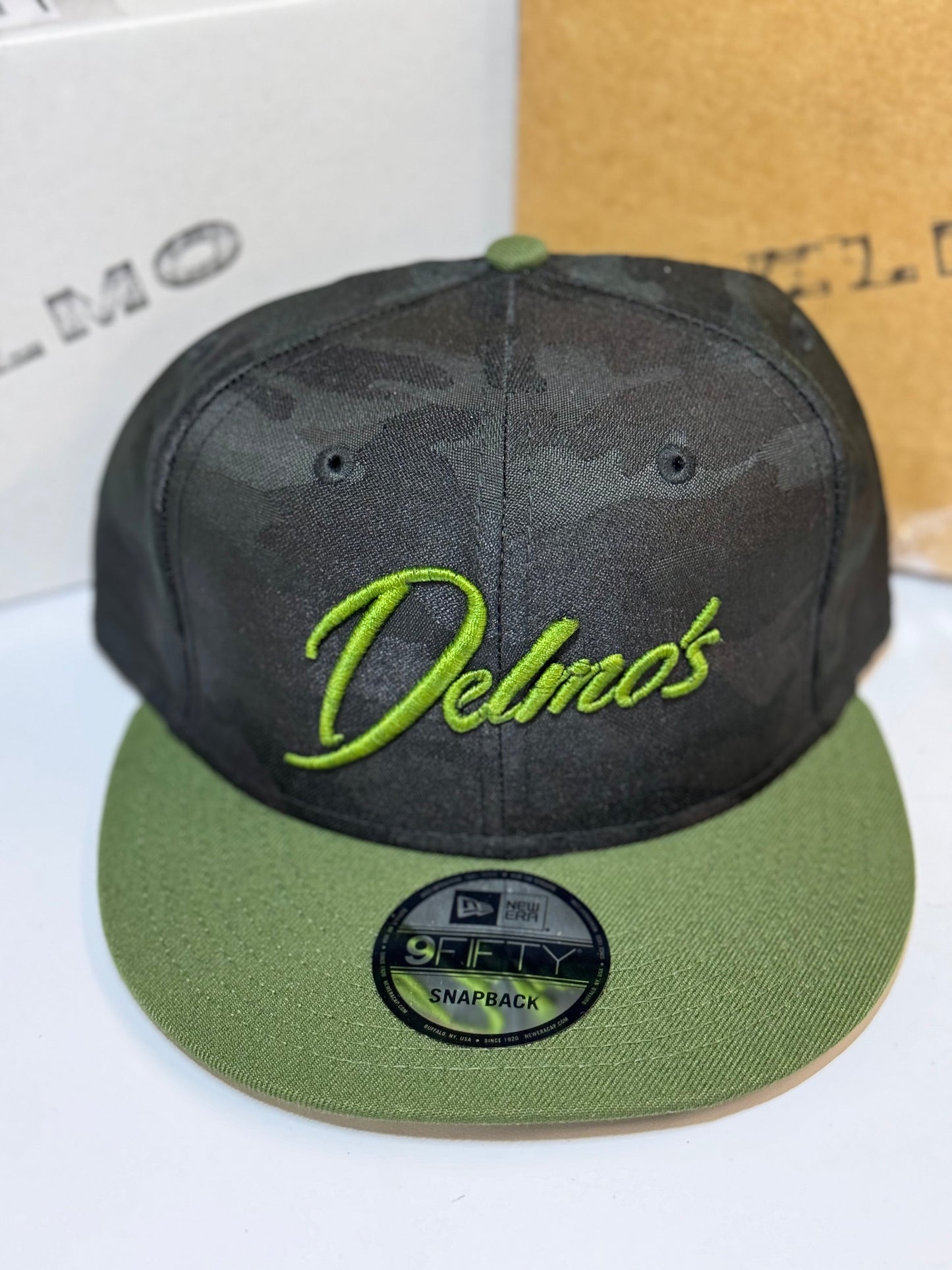 Delmo's Army Green/Black Camo Embroidered Snapback